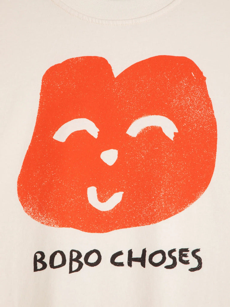 Bobo Choses Joyful Face Boxy T-Shirt White Organic Cotton