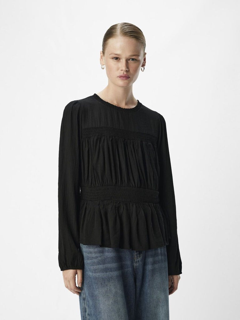 Object Dikte Long Sleeve Blouse Black