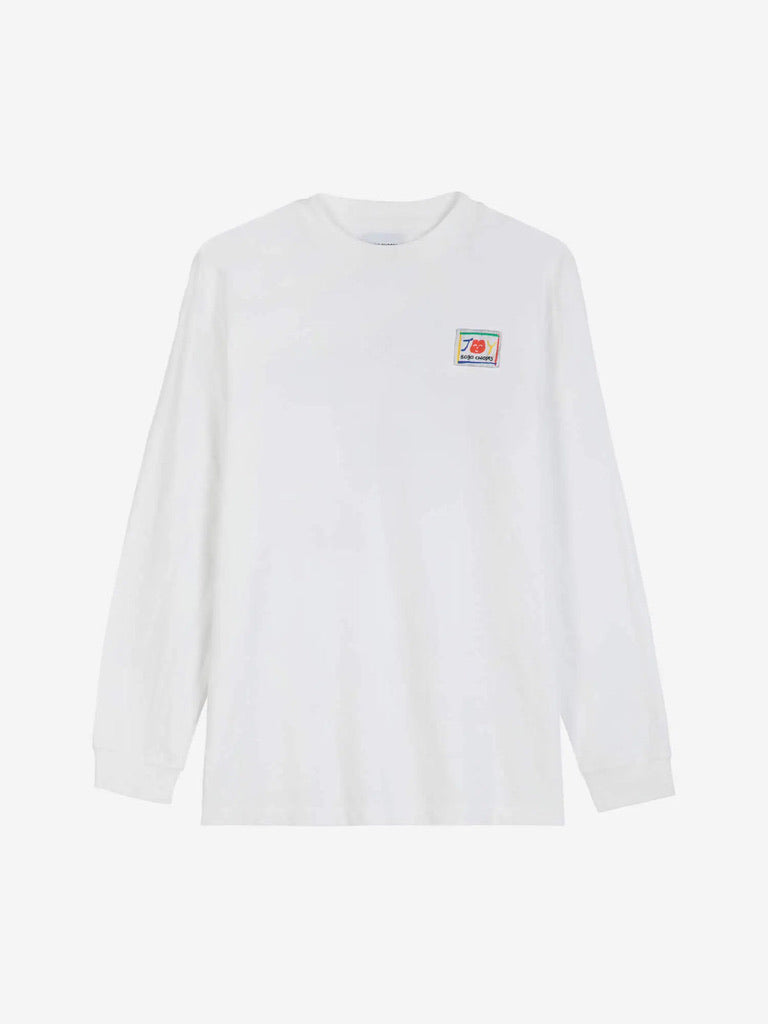 Bobo Choses Hello Joy Long Sleeve Organic White Cotton T-Shirt