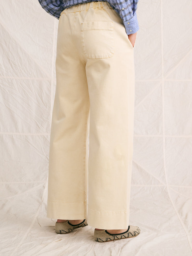 Hod Paris Jimmy Trousers Wide Leg Elasticated Cotton Cream