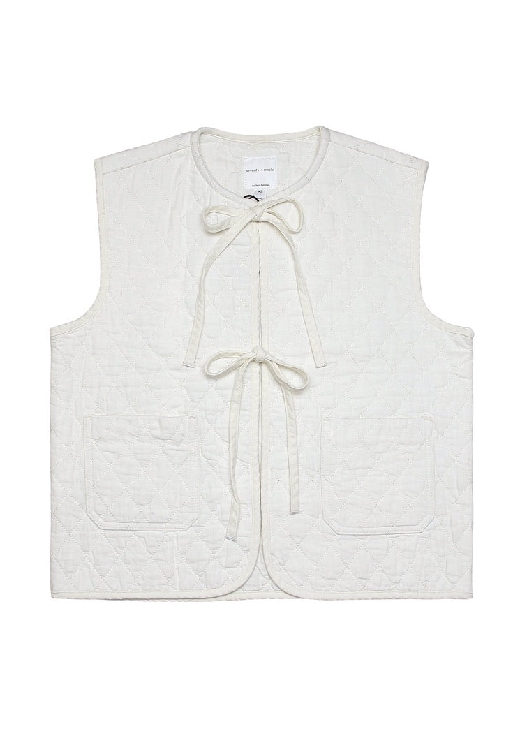 Seventy + Mochi Aria Vest Gilet Ecrue Heart Appliqué Patchwork