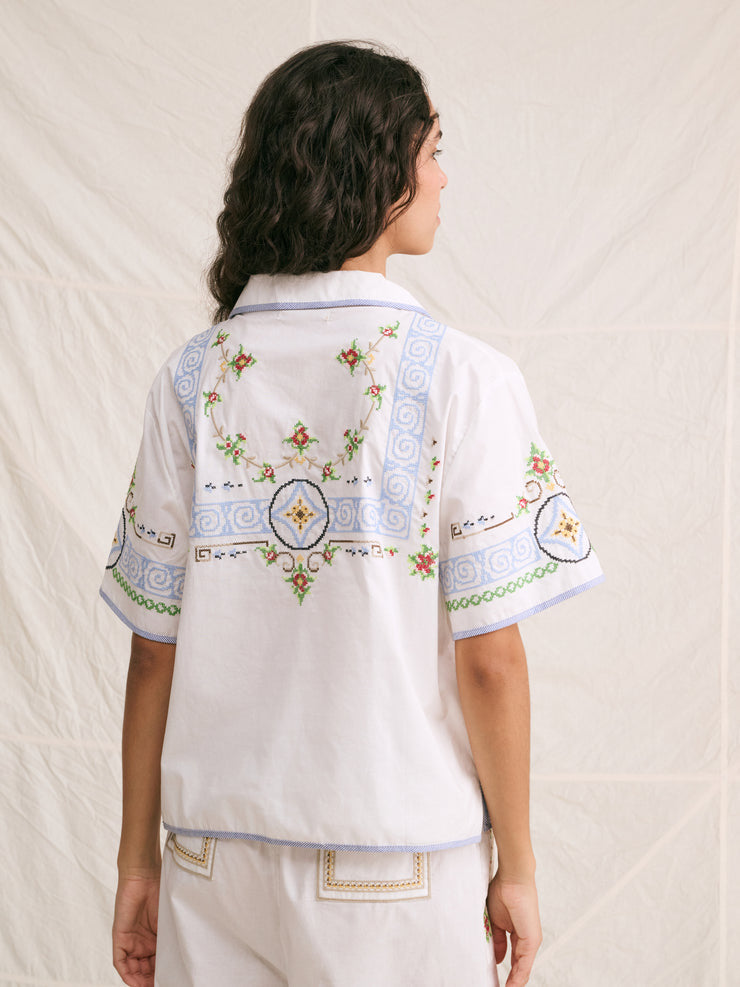 Hod Granny Shirt Capri Embroidered Blouse Cotton