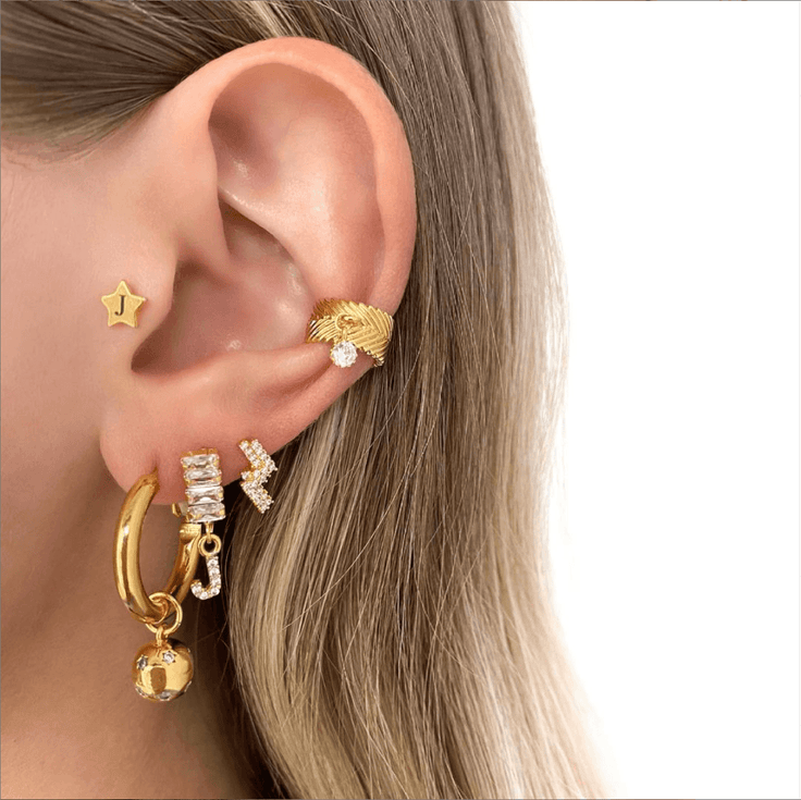 Bynouck Lightening Flash Stud Earring Gold plated