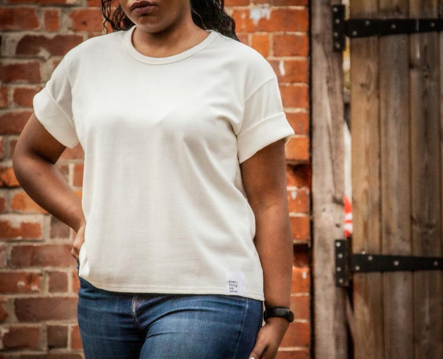 Every Thing We Wear Michelle Boxy Cut Top T-shirt Off White Unbleached Organic Cotton