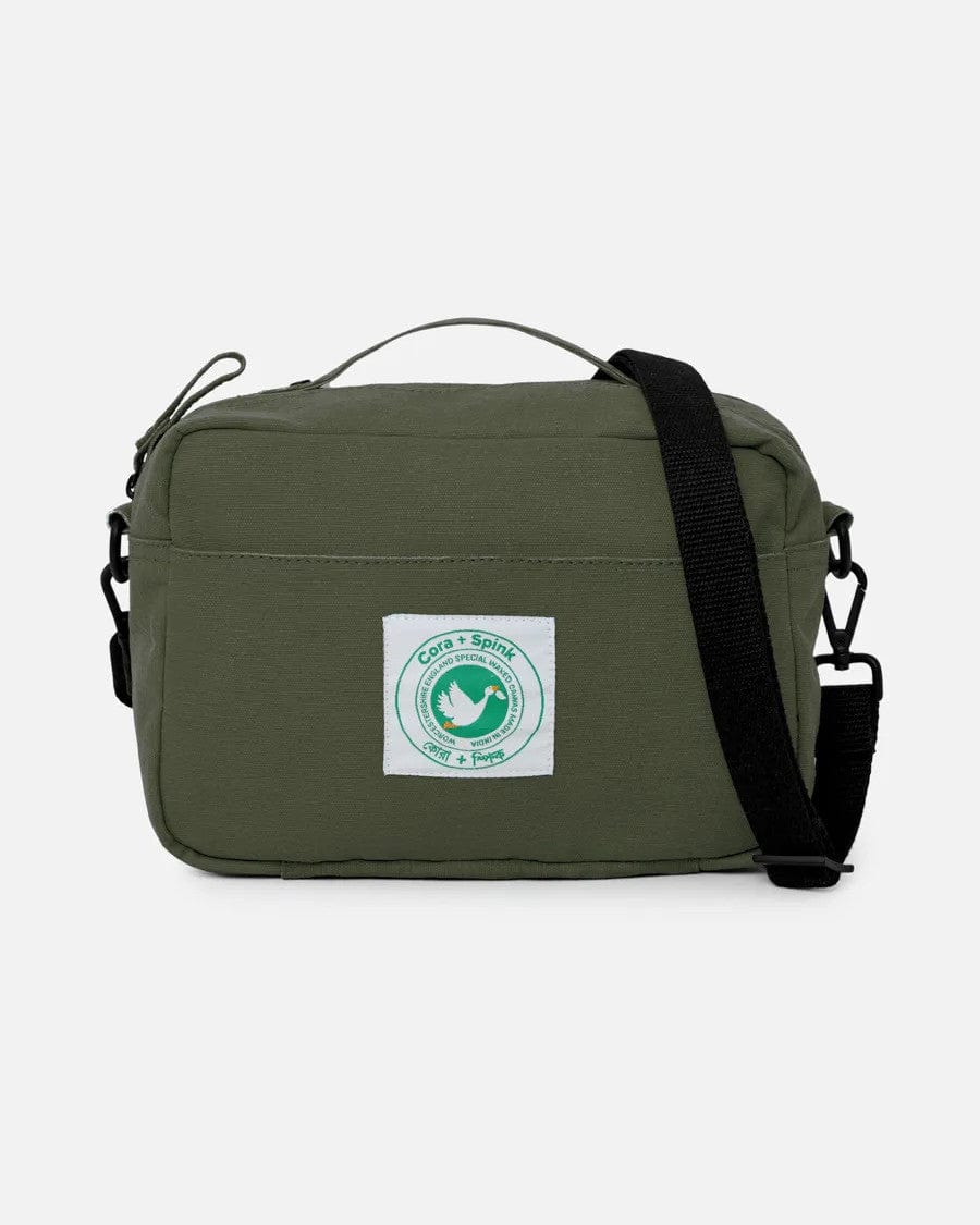 Cora & Spink Fonthill Crossbody Bag Khaki Waxed Cotton