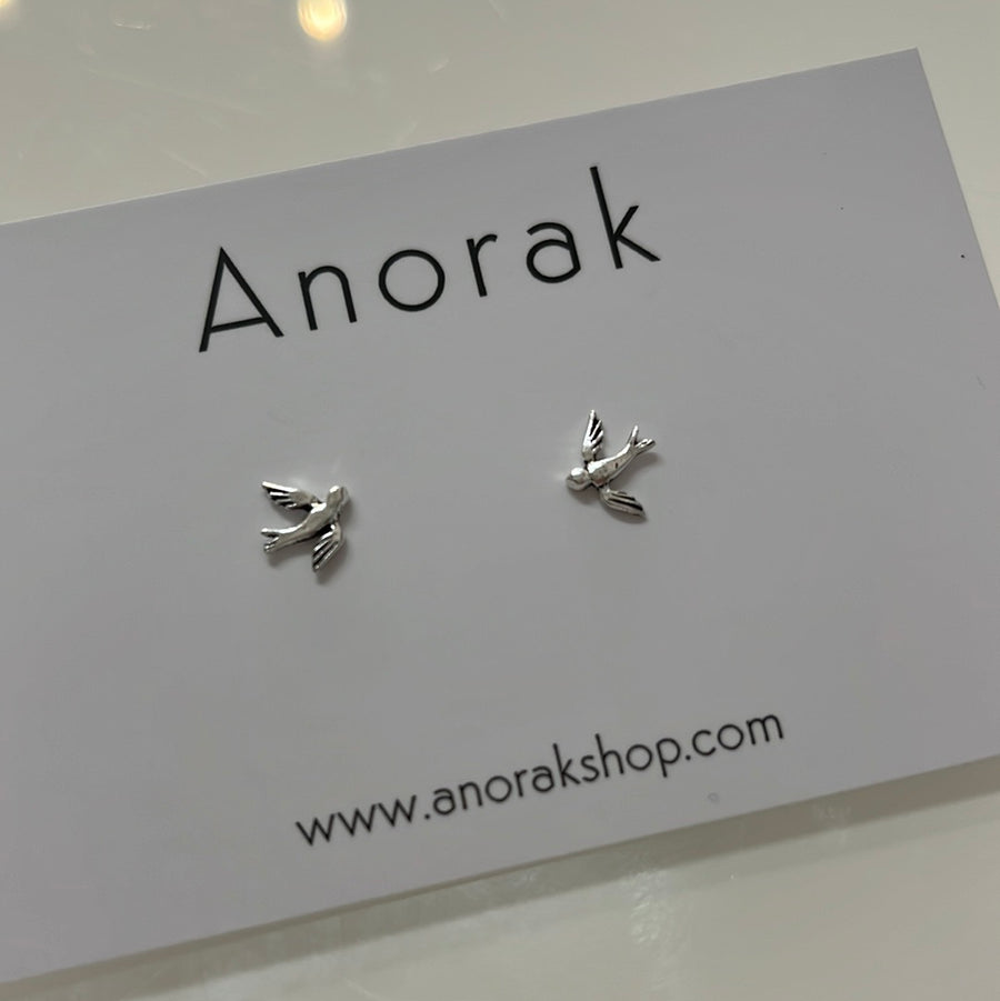 Sterling Silver Swallow Studs Earrings