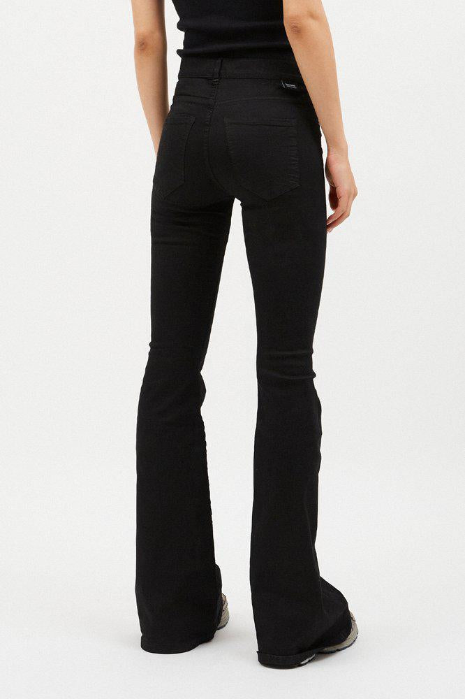 Dr Denim Macy Skinny Black Flare Jeans