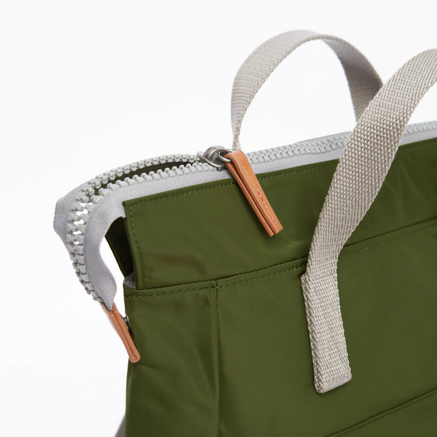 Roka London Rucksack Bag Bantry B Medium Sustainable Nylon Avocado Green